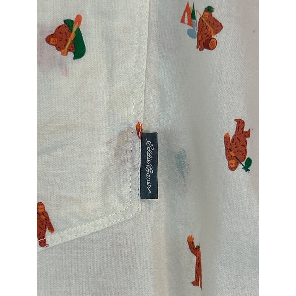 Eddie Bauer Mens Camping Bigfoot Print Button-Up Mens Shirt XL - Picture 3 of 8